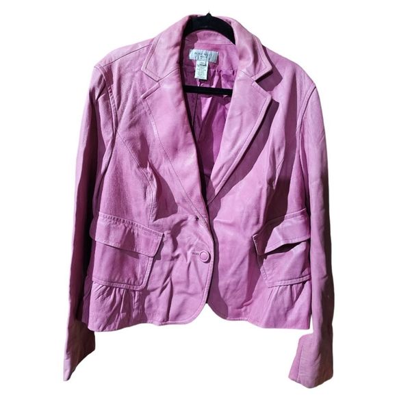 NINE WEST Pink Leather Jacket - Size 2X - Picture 1 of 7